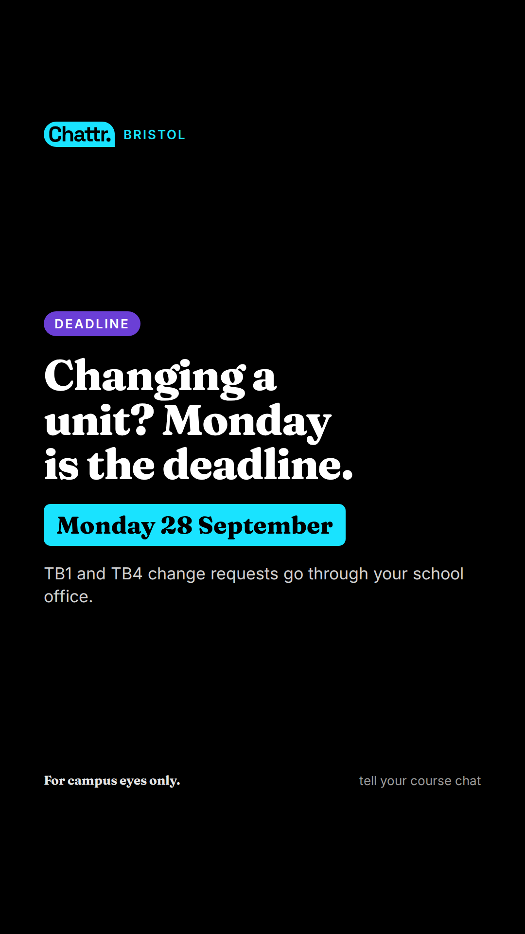 Changing a unit? Monday is the deadline.
