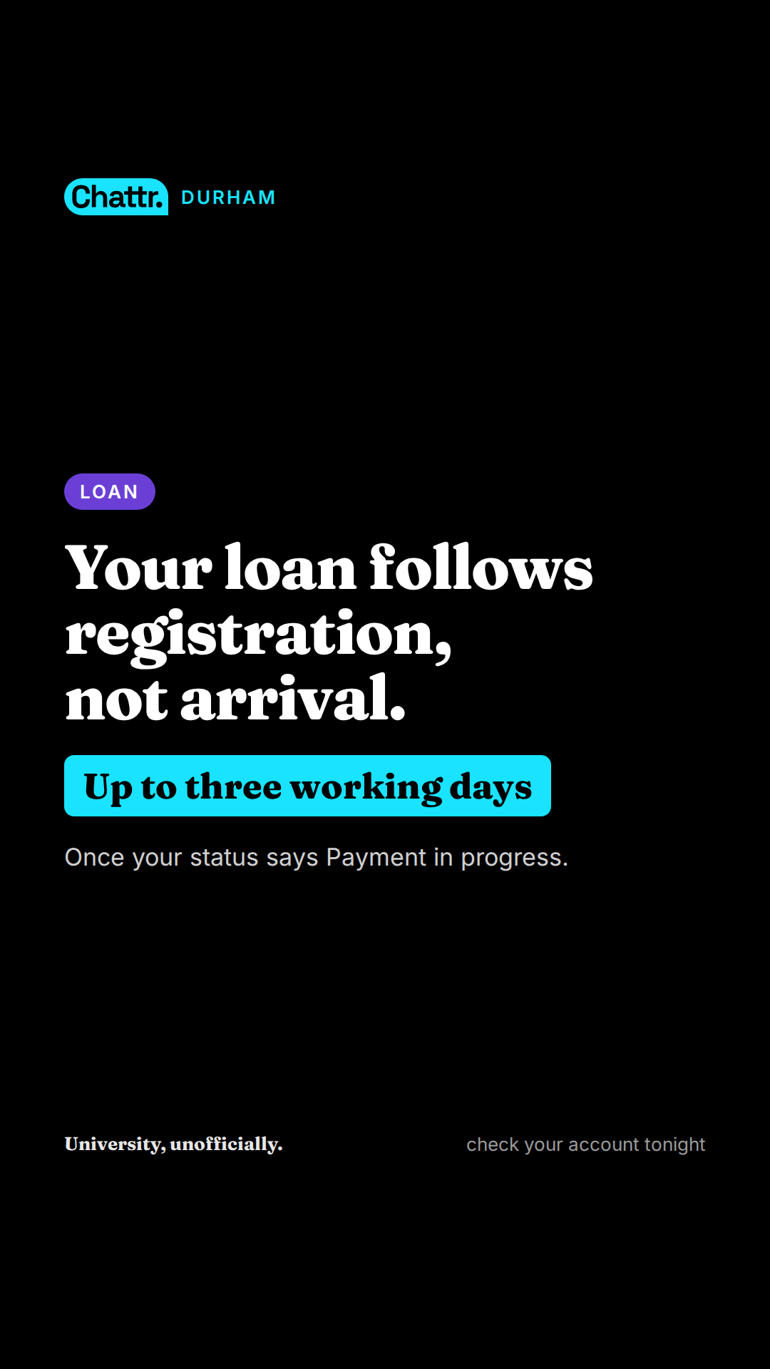 Your loan follows registration, not arrival.