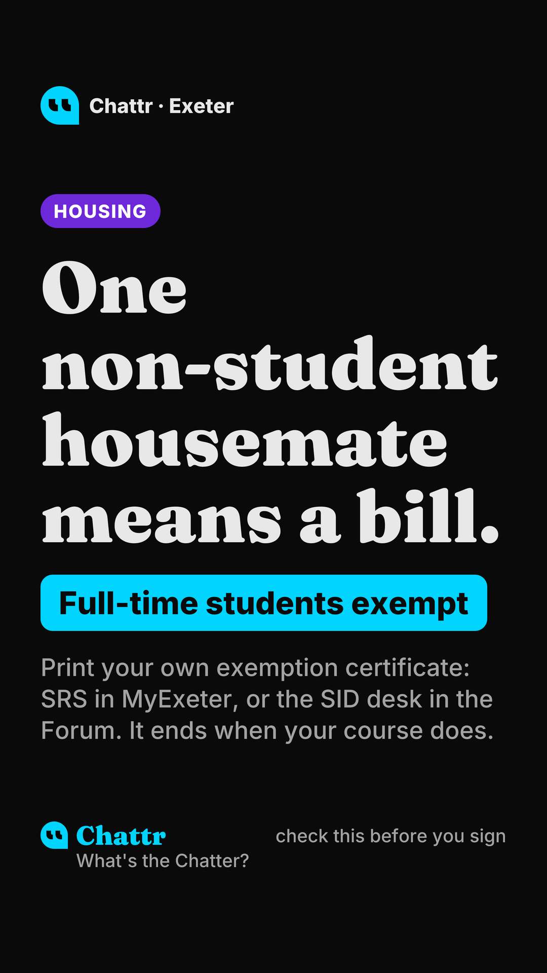 One non-student housemate means a bill.