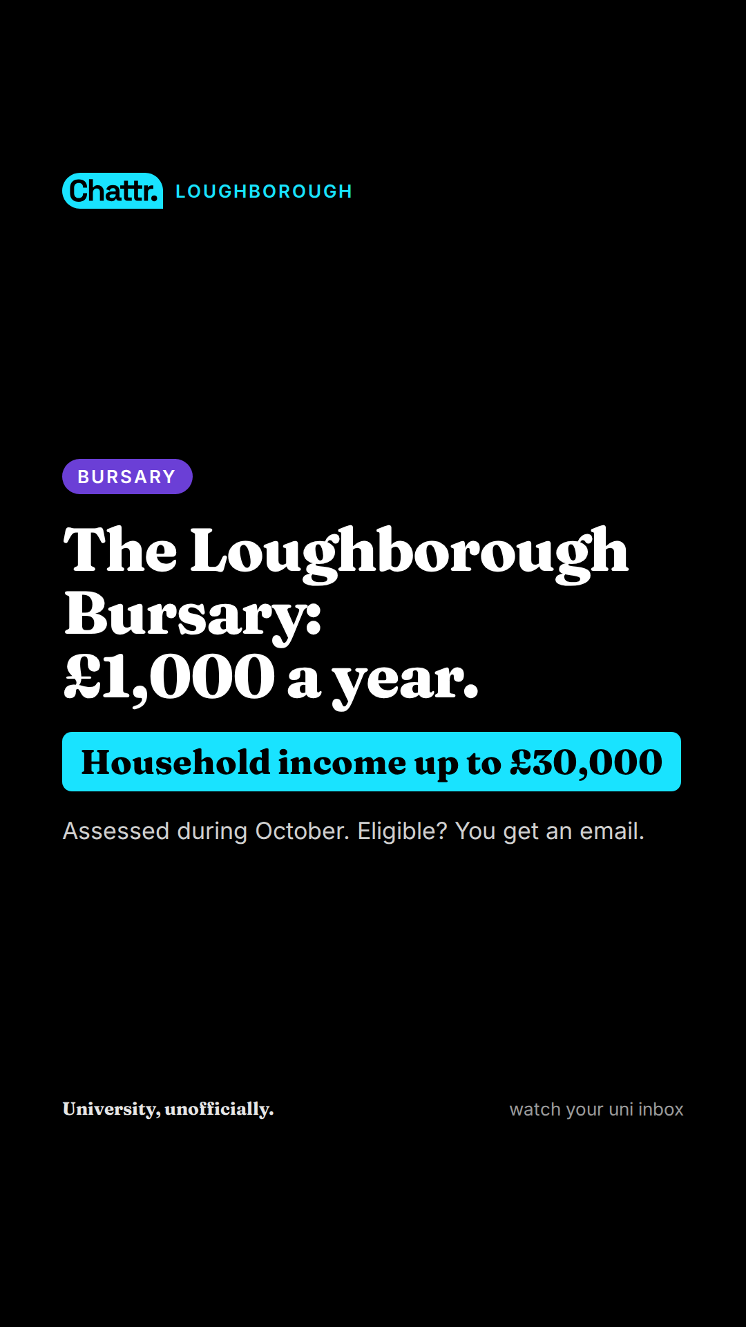 The Loughborough Bursary: £1,000 a year.