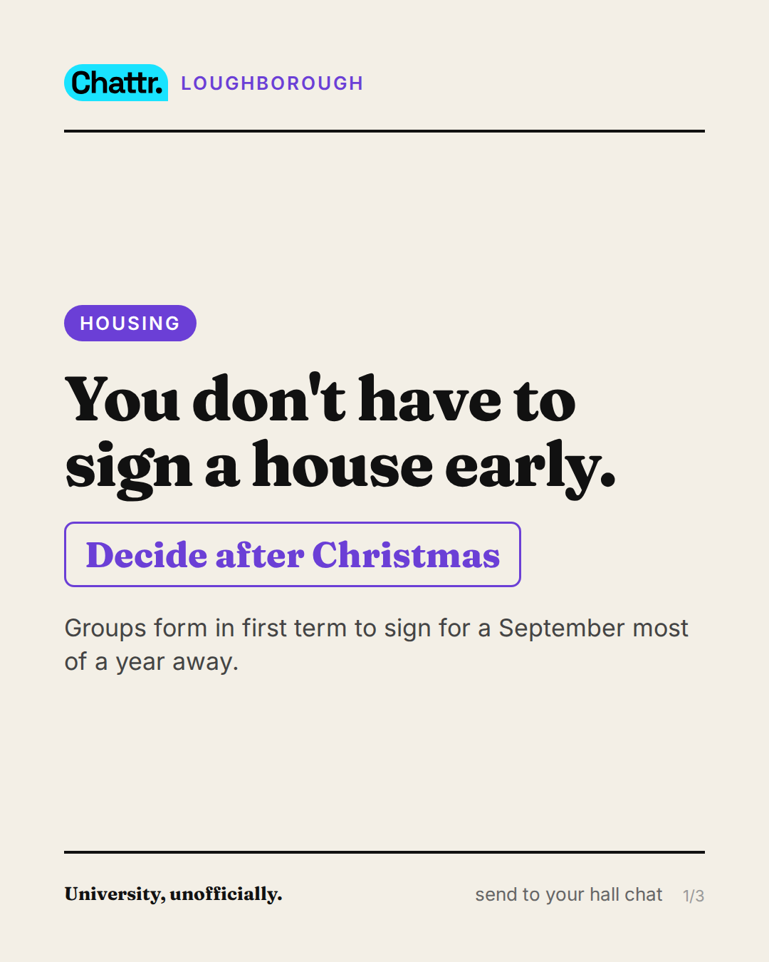 You don't have to sign a house early.