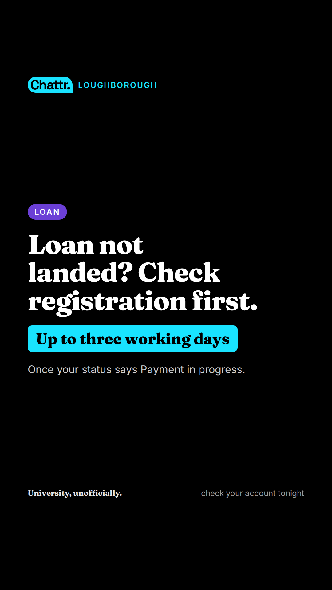 Loan not landed? Check registration first.